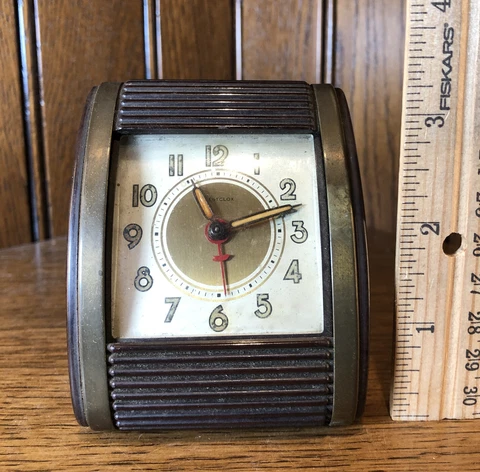 Vintage Westclox Table Bakelite Brown Art Deco Travel Alarm Clock (For Repair) Cover