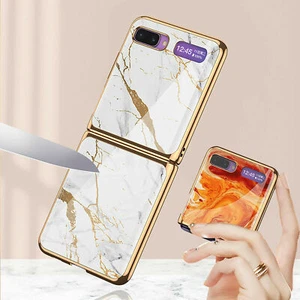 Funda de teléfono con marco rígido de vidrio templado de mármol para Samsung Galaxy Z abatible - Imagen 1 de 26