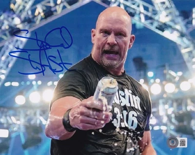 Фотография с автографом Стива Остина из Stone Cold 8x10 сертификат подлинности BAS WWE 3:16 WWF 01 - Изображение 1 из 4