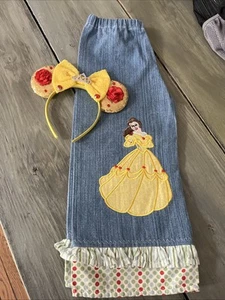 Disney Girls Sz 5 Custom Embroidery, Princess Belle Rose Jeans, beauty, Beast - Picture 1 of 6