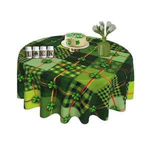 St. Patrick's Day Round Tablecloth 60 Inch Shamrock Floral 60" (Round) Green - Picture 1 of 8