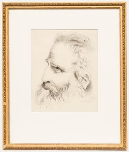 Claudine Barron - Dibujo de grafito de 1863, estudio de cabeza - Imagen 1 de 6