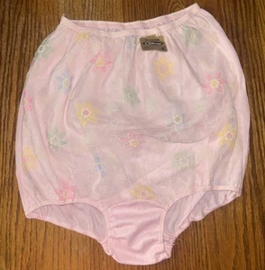 Vtg Colony 32 Gauge 100% Acetate Size 10 Pink Lace W/Flowers Nylon Gusset Granny - Picture 1 of 9