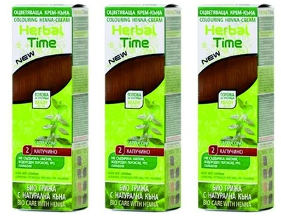 3x Cappuccino 100% Bio Henna Haarfarbe Creme Color Pflanzen Naturhaarfärbemittel - Bild 1 von 4