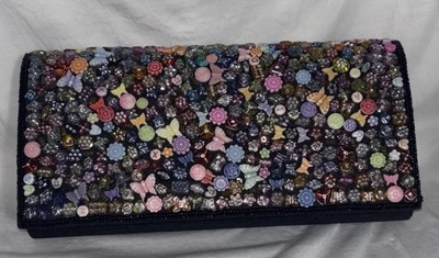 Sasha Hand Made Embellished Bag Features Butterflies, Flowers, Crystal Beading - Image 1 of 4