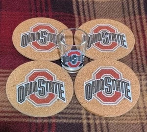 Ohio State 4 sottobicchieri in sughero e bicchiere da tiro - Foto 1 di 1