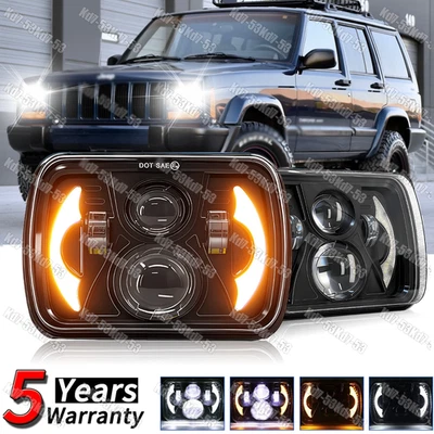 Par de faros LED 5x7" 7x6" haz sellado alto/bajo para Jeep Cherokee XJ 1984-2001 Foto 1 de 4