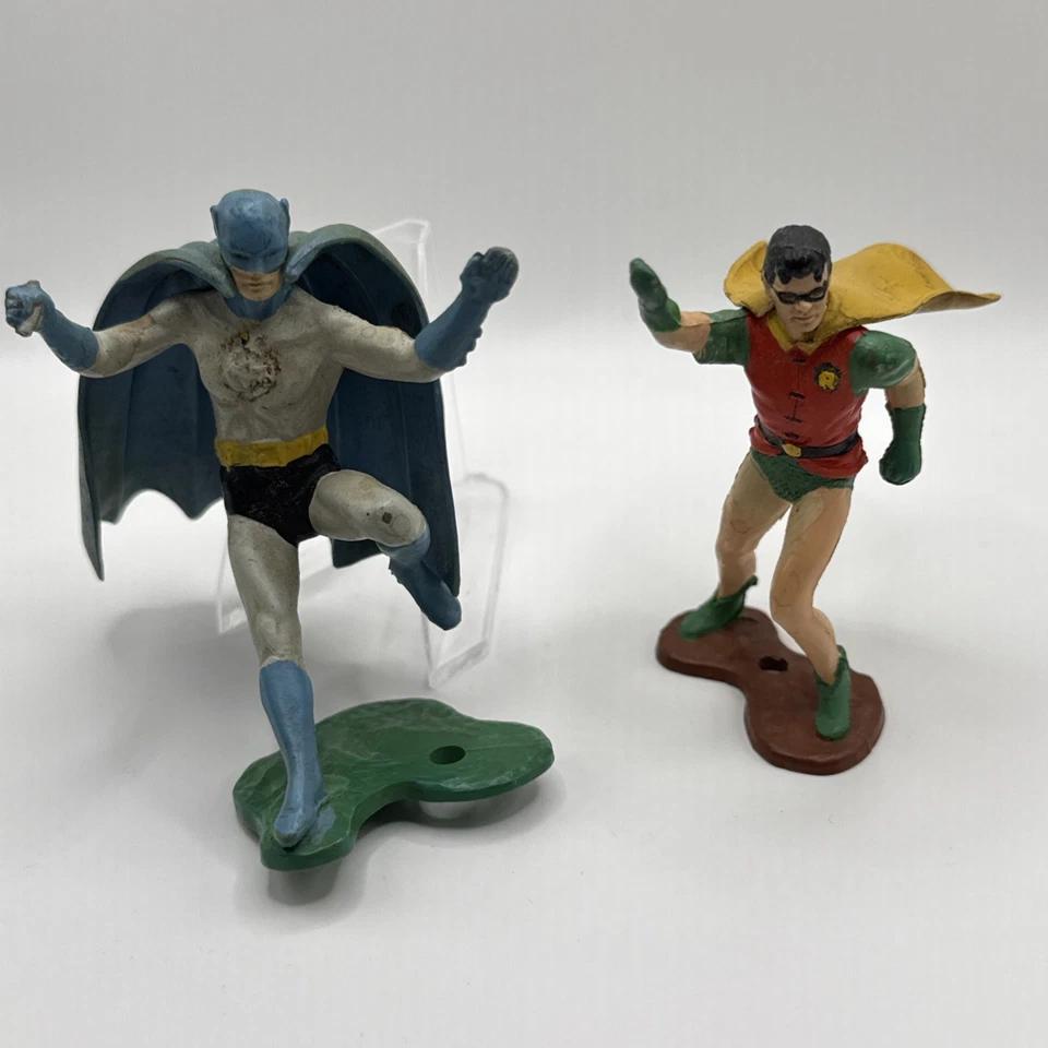 RARO Ideal Liga de la Justicia 1966 3" Figuras Batman y Robin con CAPAS (sin batarang) Foto 1 de 4