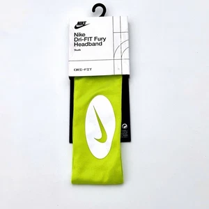Bandana con archetto Nike Dri-Fit Fury taglia giovane colore Volt bianco - Foto 1 di 8