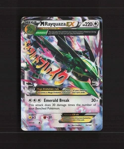 Mega M Rayquaza EX 76/108 Roaring Skies Ultra Rare Holo Pokemon Card DMG - Picture 1 of 10