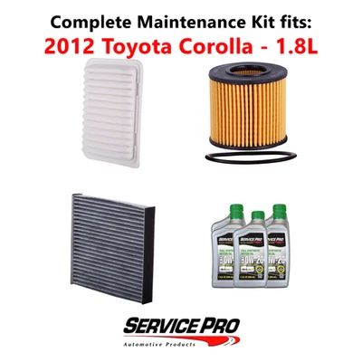 2012 Toyota Corolla 1.8L Complete Oil, Air & Cabin Filter Kit (0W-20) Foto 1 de 4