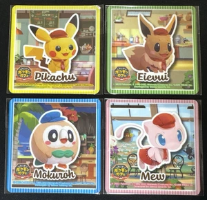 Pokemon Center Pokemaze Cafe Coaster Pikachu Eevee Mew Rowlet 3.5in Set of 4 - Picture 1 of 6