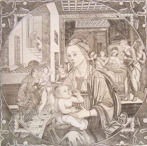 Engraving - Art Print - Nativity of Jesus - Madonna - Inc. A. Cozzi - Picture 1 of 1