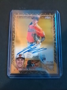 2023 Topps Chrome Gilded Blue Refractor Grayson Rodriguez RC Rookie AUTO 7/50