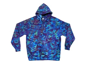 Adult TIE DYE Hoodie | Blue Grn Purple Blotter | Pullover Sweatshirt | Small-5X - Picture 1 of 11