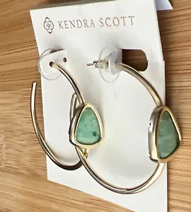 Kendra Scott Margot Green Chrysocolla Hoop Earrings NEW NWOT - Picture 1 of 4