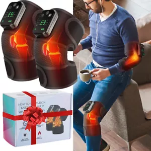Cordless Heated Knee Massager Brace Vibration Shoulder Massage Joint Pain Relief - Picture 1 of 28
