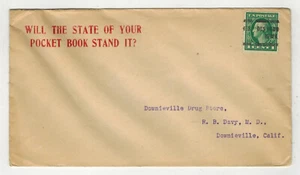 EARLY 1900s PRECANCEL DES MOINES IOWA "WILL YOUR POCKET BOOK STAND IT" POLITICAL - Picture 1 of 2