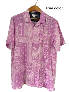 Camisa Sun + Stone Rosa Paisley Manga Corta Cuello Abotonada Para Hombre Talla L - Imagen 1 de 7
