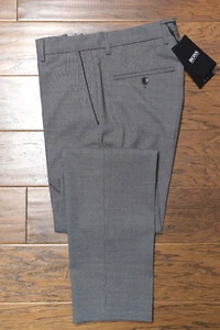 HUGO BOSS Hombre Genio Lana Ajuste Regular Gris Vestido Pantalones Dobladillo Eu - Imagen 1 de 9