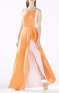 NEW BCBG MAX AZRIA SCARLETA COLOR-BLOCKED COWL-BACK GOWN WQR61E23/L323A SZ 6 - Picture 1 of 4