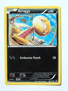 Scraggy 66/111 (casi nuevo, tarjeta de Pokémon, puños furiosos, 2014, oscuridad, común) - Imagen 1 de 1