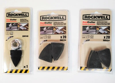 Rockwell Sonicrafter шлифовальный лот шлифовальный палец и 2 x 20 шт. 220 зернистость листов - Изображение 1 из 3
