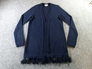Lilly Pulitzer Sweater Womens Extra Small Blue Edita Open Front Tassel Cardigan - Picture 1 of 13