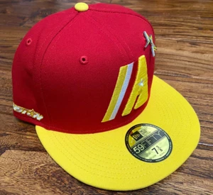 Houston Astros New Era 59FIFTY Hat Red/Yellow "A" 1990s Star Pin Fitted 7 5/8" - Picture 1 of 6