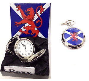 Boxx Gents Analogue Scotland Scottish Pocket Watch on a 12 Inch Chain 