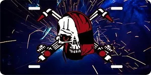 Skull Welder Welding Mask Torch License Plate Car Truck Tag - Picture 1 of 1