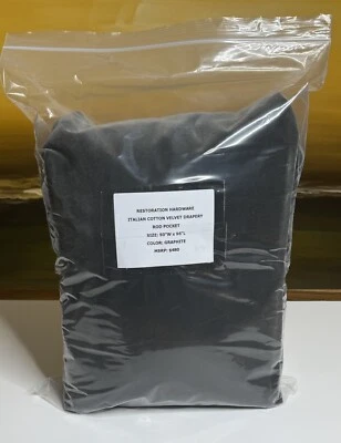 Cortinas de terciopelo de algodón italiano Restoration Hardware RP 50" X 96" grafito $480 Foto 1 de 4