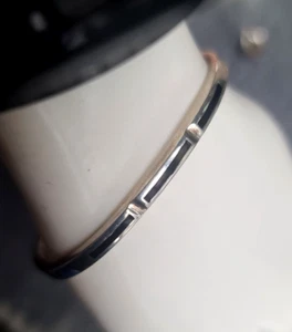 Eleganter Vintage signierter TN-22 Sterlingsilber schwarzer Onyx Mexiko Taxco Armreif Armband - Bild 1 von 5