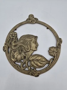 Vintage Brass Art Nouveau Deco Lady Frame 10” - Picture 1 of 11