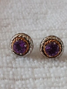ALWAND VAHAN Ohrringe Sterlingsilber & 14 Karat Gelbgold AMETHYST - Bild 1 von 11