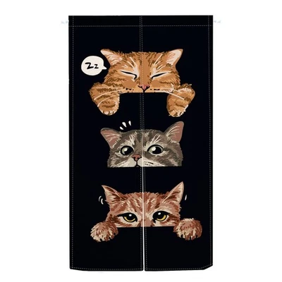 Linda cortina de puerta para gato, tapiz para gato negro para colgar en la pared, Noren japonés... Foto 1 de 4