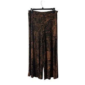 Chicos Travelers schwarz braun gemusterte Hose zum Überziehen weites Bein Größe Medium 1 - Bild 1 von 5