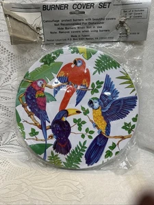 Set of 4 Vintage PARROTS Oven Stove Burner Covers NEW - Picture 1 of 7