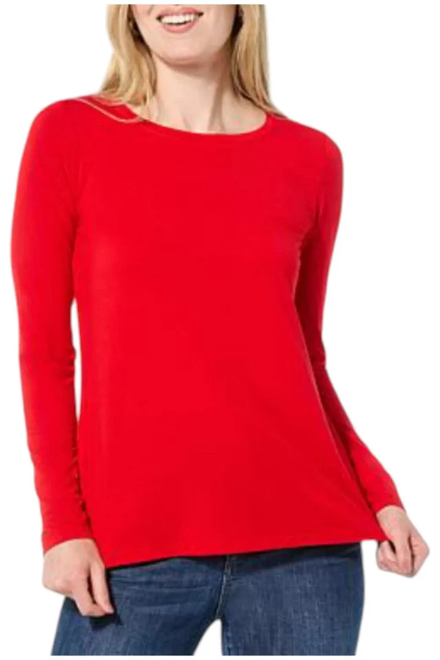 Camiseta para mujer Colleen Lopez manga larga cuello redondo roja Foto 1 de 1