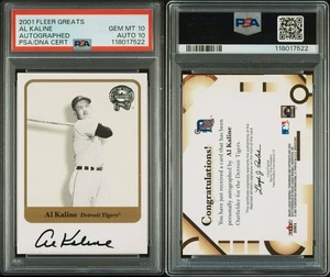 AL KALINE 2001 FLEER GREATS AUTOGRAPHS ON-CARD AUTO TIGERS PSA 10 AUTO 10 POP 1 - Picture 1 of 1