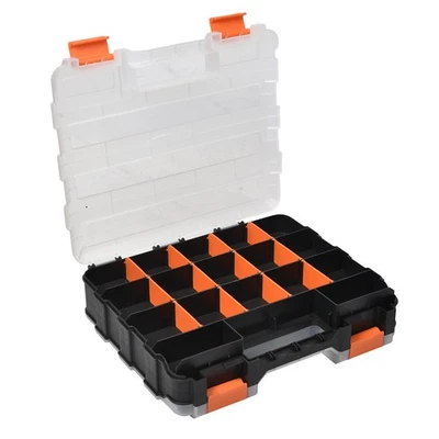 Double Side Tool Organizer with Removable Plastic Dividers Hardware Box Storage