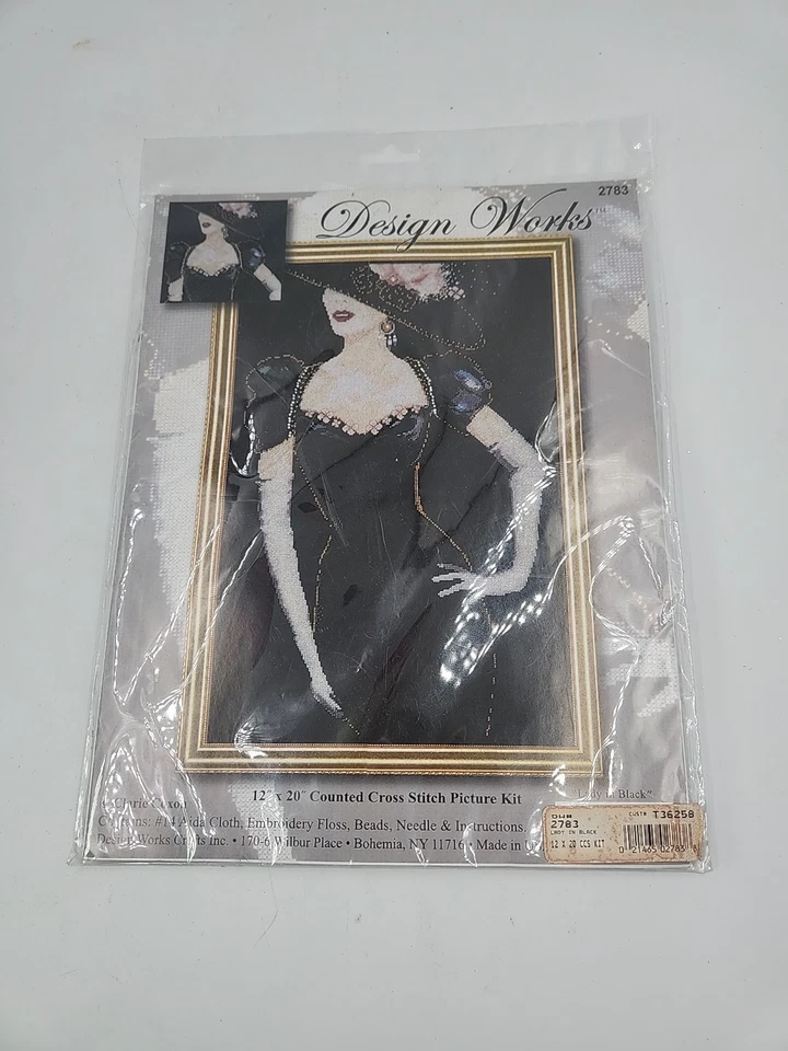 Design Works 2783 Lady in Black Counted Cross Stitch 12x20 Picture Kit