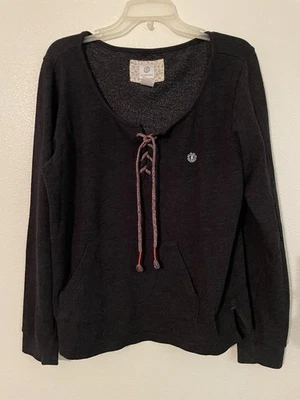 Element Sweater Large Dark Gray Hand Pocket Tie Neck - Image 1 of 4