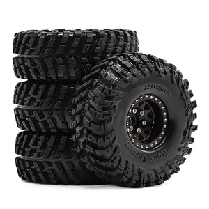 4PCS Brass 1.0 Tires Beadlock Wheel Rims Set for 1/24 RC Crawler Car Axial SCX24 - Picture 1 of 10