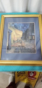 Vincent Van Gogh Cafe Terrace di notte stampa opaca incorniciata 13”X16,5” Café Art - Foto 1 di 7