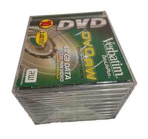 New Verbatim DVD+RW 4.7GB 2.4 X 10pk Factory Sealed Jewel Case - Picture 1 of 3