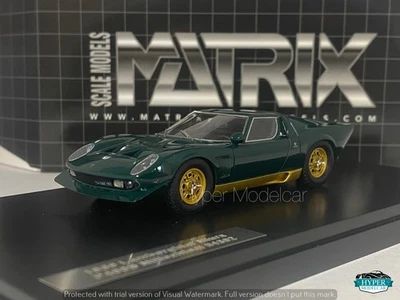 MATRIX SCALE MODELS 1/43 LAMBORGHINI MIURA P400S MILLECHIODI 1969 GREEN MX51207- - Immagine 1 di 3