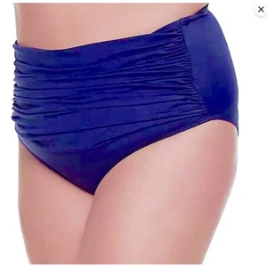 EVRI Women's Plus Size Navy Blue Ruched High-Waisted Bikini Bottoms Size 3X 3XL - Picture 1 of 7