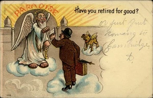 Postal humorística vintage ángel del paraíso jubilado Cambridge OH 1908 - Imagen 1 de 2