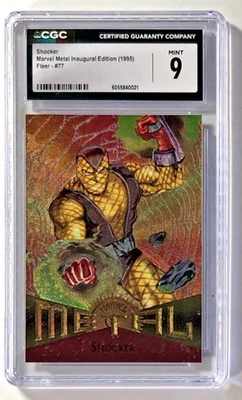 📢 1995 CGC 9.0 Fleer Marvel Metal "Shocker" #77,  Rare MINT Base Card ⭐️ - Image 1 of 2